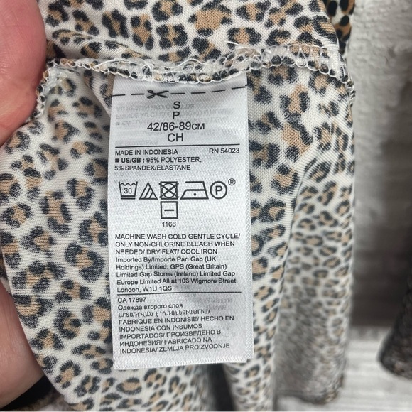 Banana Republic Long Sleeve Midi Dress Leopard Print Stretch Knit Front Slit S - Picture 14 of 16